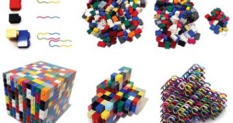 Space shuttles and honeycomb structures made out of DNA LEGO bricks