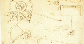 Leonardo da Vinci's catapult design from the Codex Atlanticus