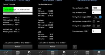 Data Monitor for BlackBerry 10 (screenshots)