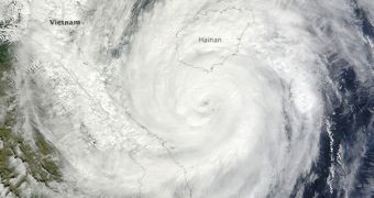 Typhoon Haiyan nearing north Vietnam, on November 10, 2013 (Terra MODIS image)