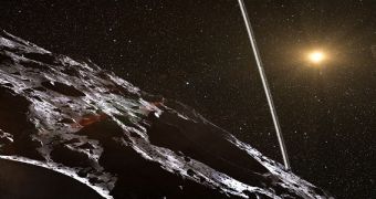 Artist's impression of the two debris rings surrounding Centaurus-class asteroid (10199) Chariklo