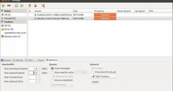 The GTK interface of Deluge BitTorrent client