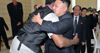 Dennis Rodman and Kim Jong-un hug it out on unofficial visit to North Korea
