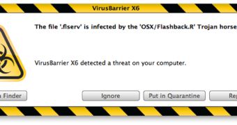 VirusBarrier X6 detects Flashback Trojan