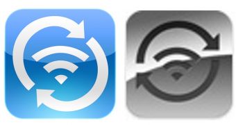 Comparison between Greg Hughes' WiFi Sync app icon and Apple's