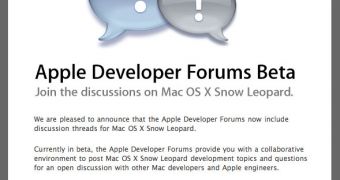 Apple has announced the Developer Forums Beta via e-mail