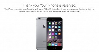 iPhone 6 successful reservation message