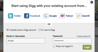 Digg's upcoming login options