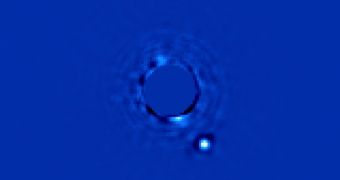 Gemini Planet Imager photo of exoplanet Beta Pictoris b