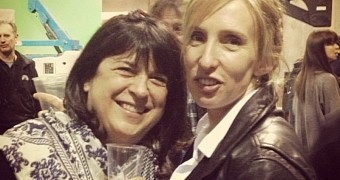 E.L. James and Sam Taylor-Johnson on the set of “Fifty Shades of Grey,” back when they were still on good terms