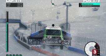Racing a classic Mini Cooper S in the snow in Dirt 3