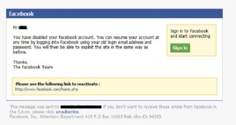 Facebook phishing scam