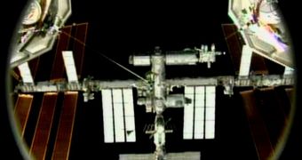 Photo snapped from Discovery as it was approaching the ISS earlier this morning