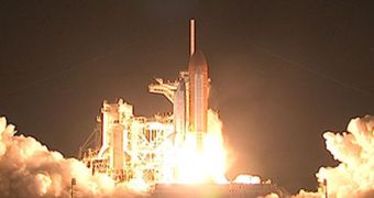 Discovery blasting off to the International Space Station, on the 13-day STS-128 assembly mission