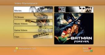 The Xbox LIVE Marketplace Video Store dashboard