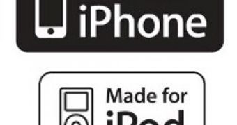 'Works with iPhone', 'Made for iPod' seals