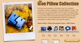 A screenshot of Throwboy's site and banner featuring the icon pillow set