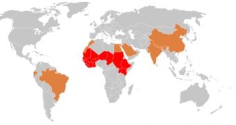 A map of meningitis cases reported worldwide each year