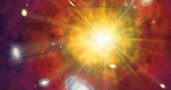 Artistic impression of Big Bang's explosion of space