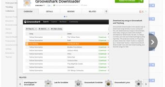 The Grooveshark Downloader Chrome extension in the Web Store