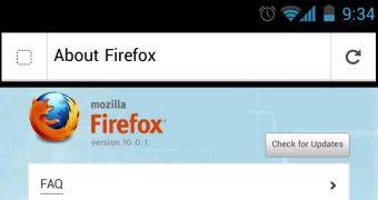 Firefox for Android updated to 10.0.1