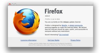 Mozilla Firefox 10 "about" window