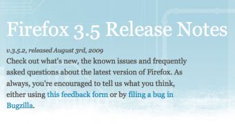 Mozilla Firefox release notes page (screenshot)