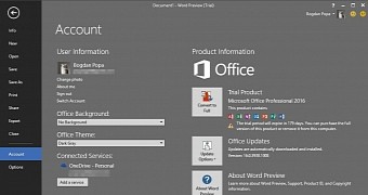 Office 2016 comes with a new dark theme