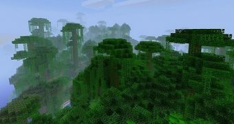 A screen grab of what appears to be a rainforest created by a Minecraft fan