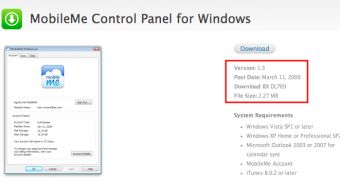 MobileMe Control Panel 1.3 for Windows - listing