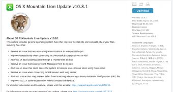 OS X Mountain Lion update (screenshot)