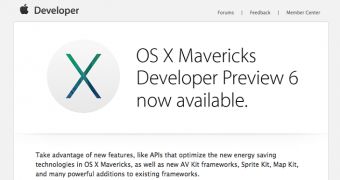 OS X Mavericks Developer Preview 6 invitation