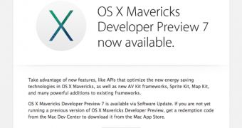OS X Mavericks Developer Preview 7 invitation