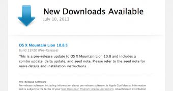 OS X 10.8.5 download invitation
