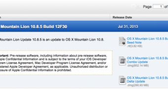OS X 10.8.5 Build 12F30 available for download in delta and combo form