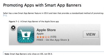 Apple describing its Smart App Banners (screenshot)