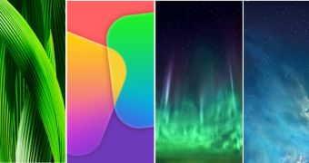 Four of the new iOS 7 wallpapers from Apple's GM build