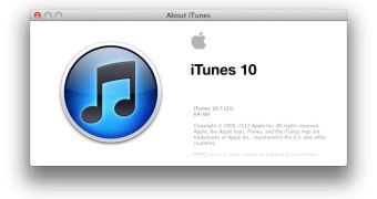 iTunes 10.7 About screen (screenshot)
