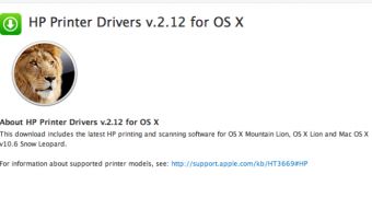 HP Printer Drivers v.2.12 for OS X (screenshot)