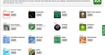 uTorrent 2.2 comes with support for apps via the App Studio
