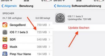 iOS 7.1 Beta 3 OTA update can be deleted manually