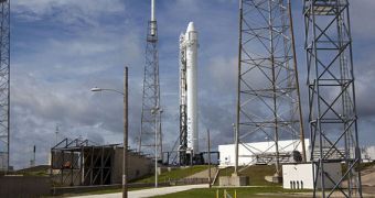 SpaceX's Falcon 9 rocket and Dragon spacecraft are seen here at their Cape Canaveral Air Force Station launch pad, on October 2, 2012