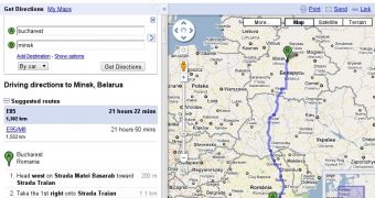 Driving directions in Google Maps