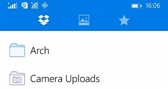 Dropbox for Windows Phone main UI