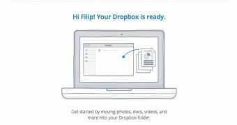 Dropbox welcomes the user to the readily-authenticated client