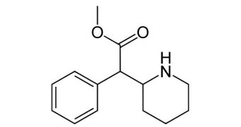 The structure of the psychostimulant drug methylphenidate, used to treat ADHD