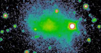 A color-enhanced optical image of the dwarf irregular galaxy DDO 87