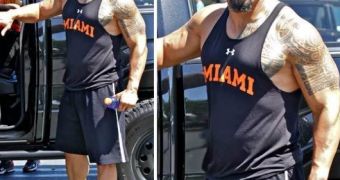 Dwayne Johnson and His Bulging Muscles Hit the Gym