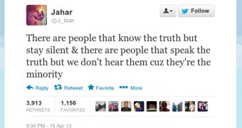 Dzhokhar Tsarnaev tweeted this the day of the Boston explosions