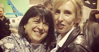 E.L. James and Sam Taylor-Johnson on the set of “Fifty Shades of Grey,” before the fighting started